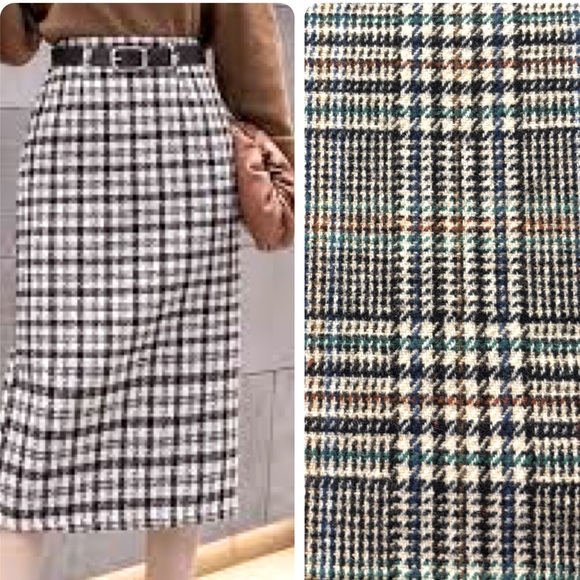 Wool Plaid Pencil Skirt Vintage USA Made Colorful...